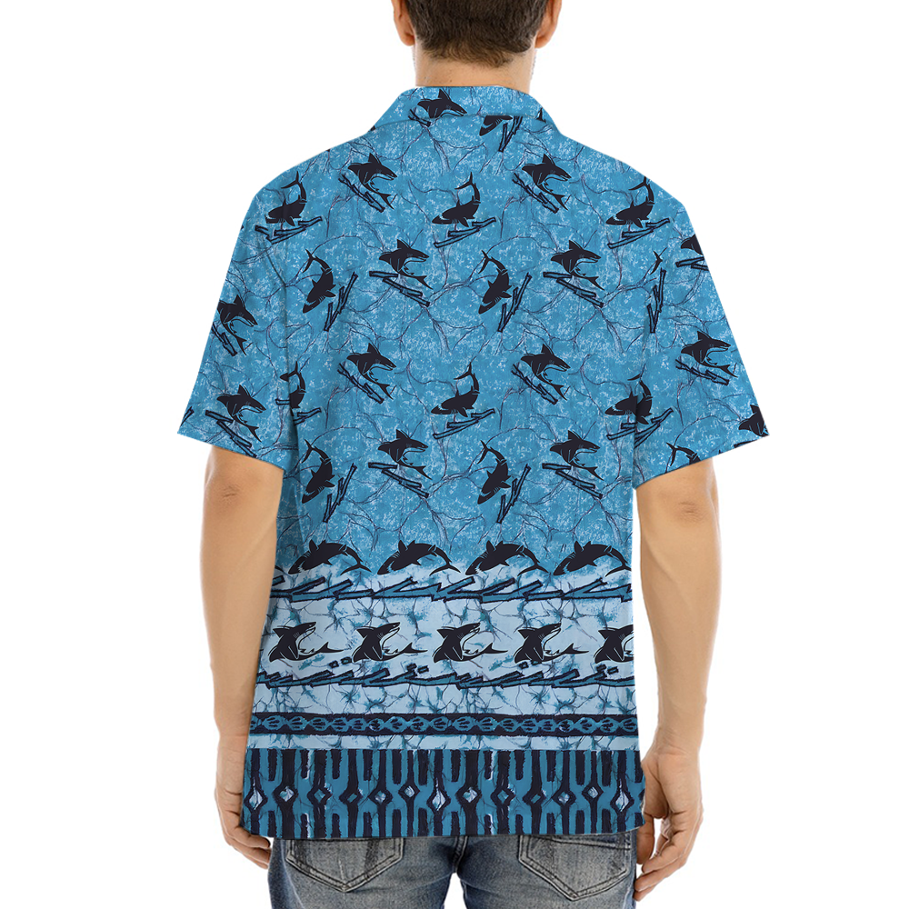 Vintage Shark Blue Aloha Shirt