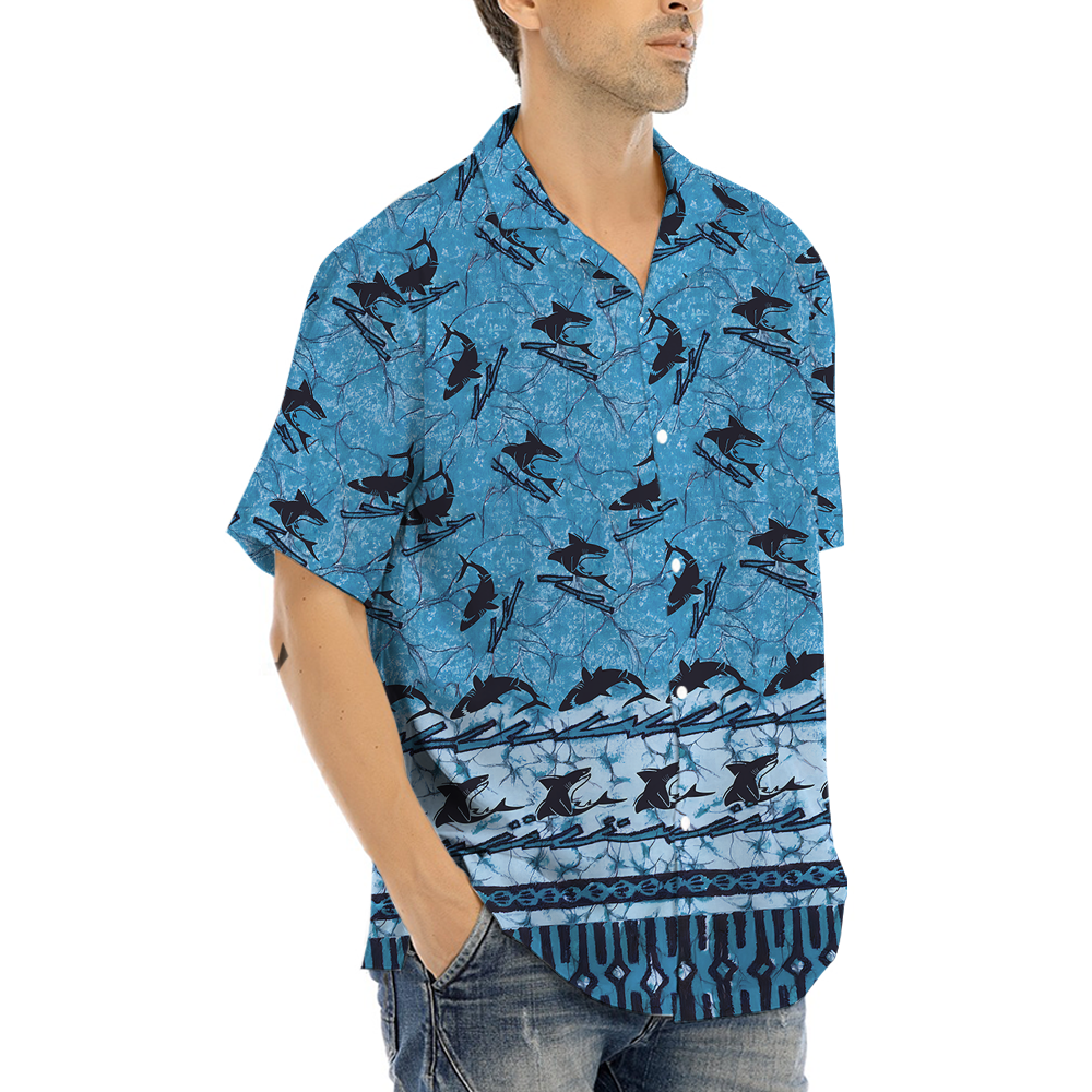Vintage Shark Blue Aloha Shirt