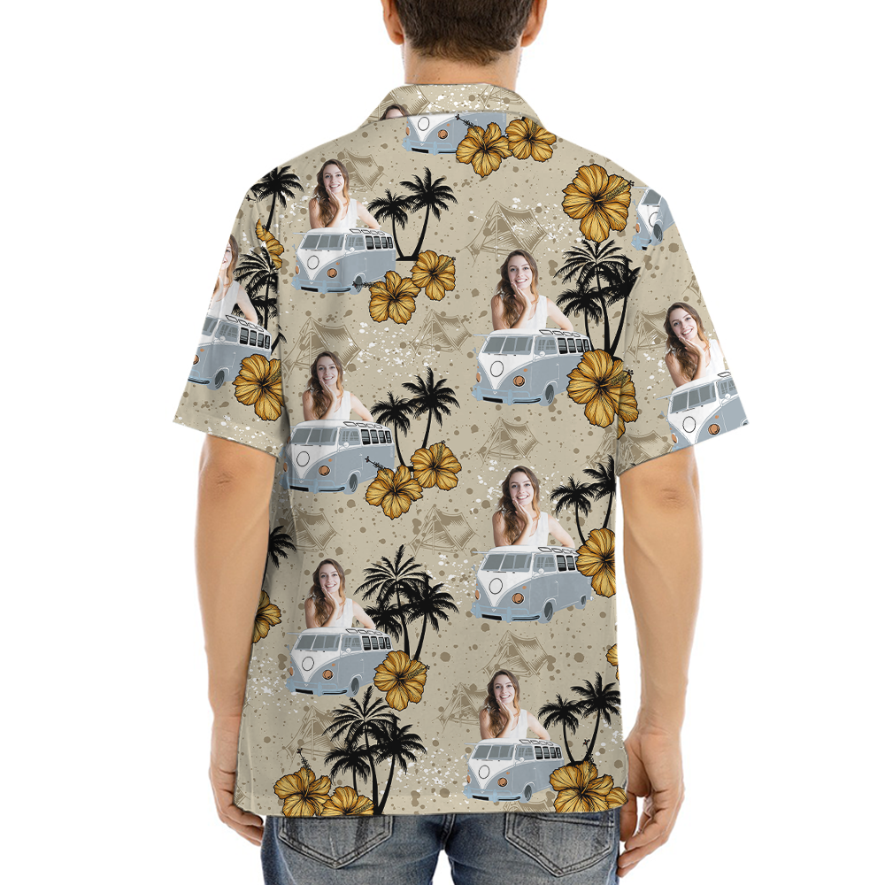 Custom Face With Car Tropical Hawaiian Shirt