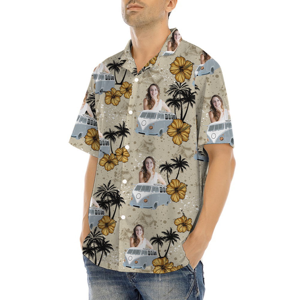 Custom Face With Car Tropical Hawaiian Shirt