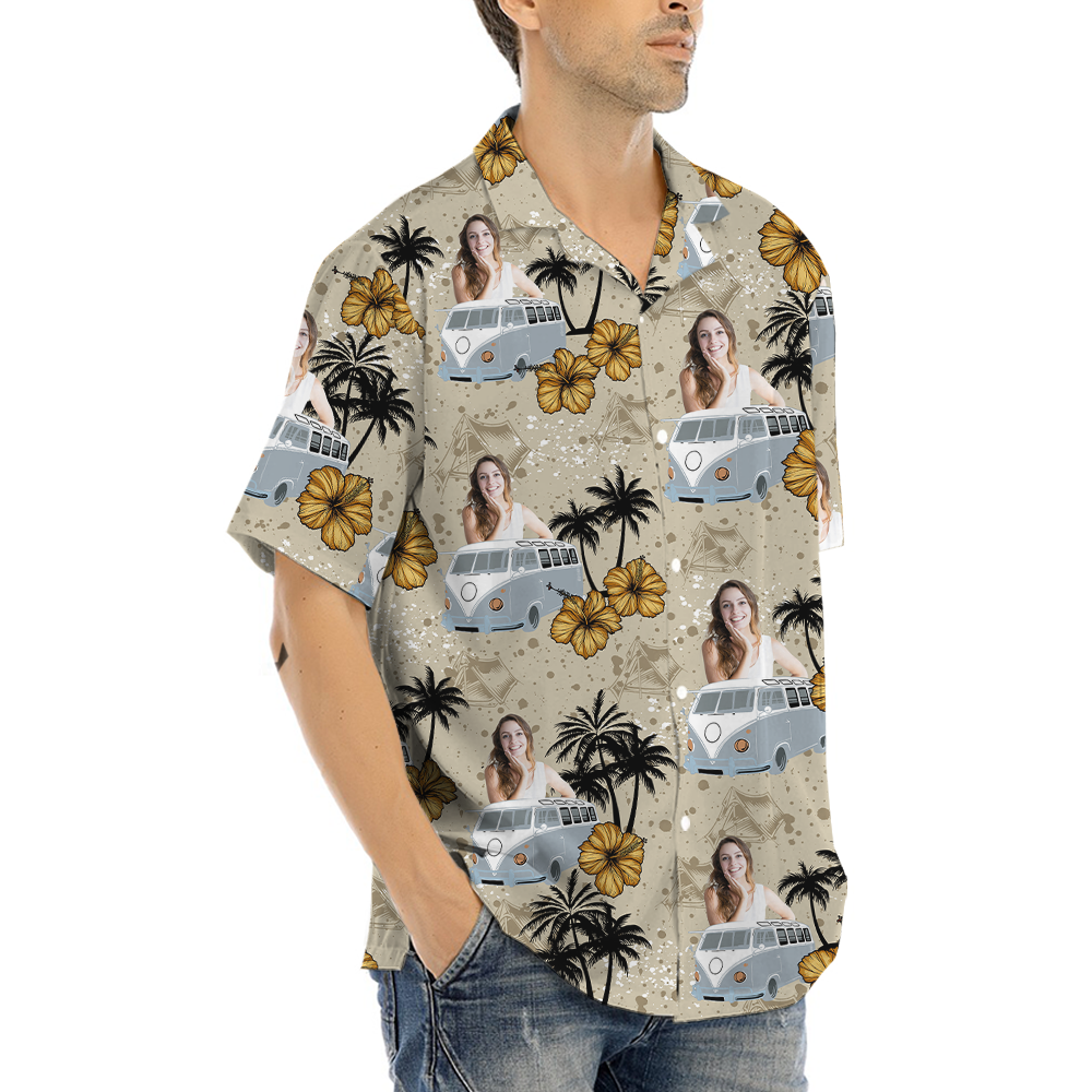 Custom Face With Car Tropical Hawaiian Shirt