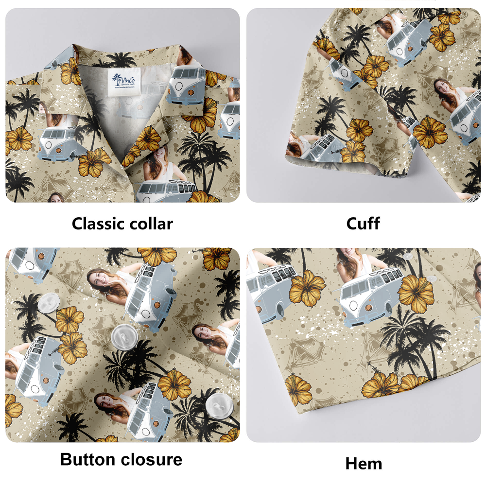 Custom Face With Car Tropical Hawaiian Shirt