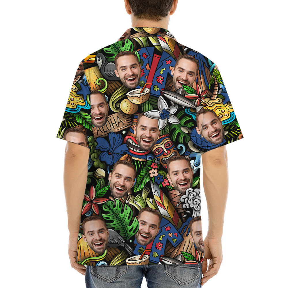 Vintage Tiki Aloha Shirt With Custom Face