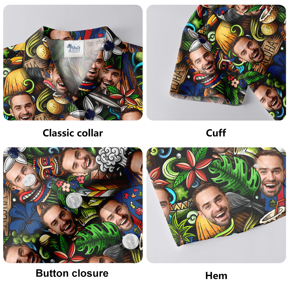 Vintage Tiki Aloha Shirt With Custom Face