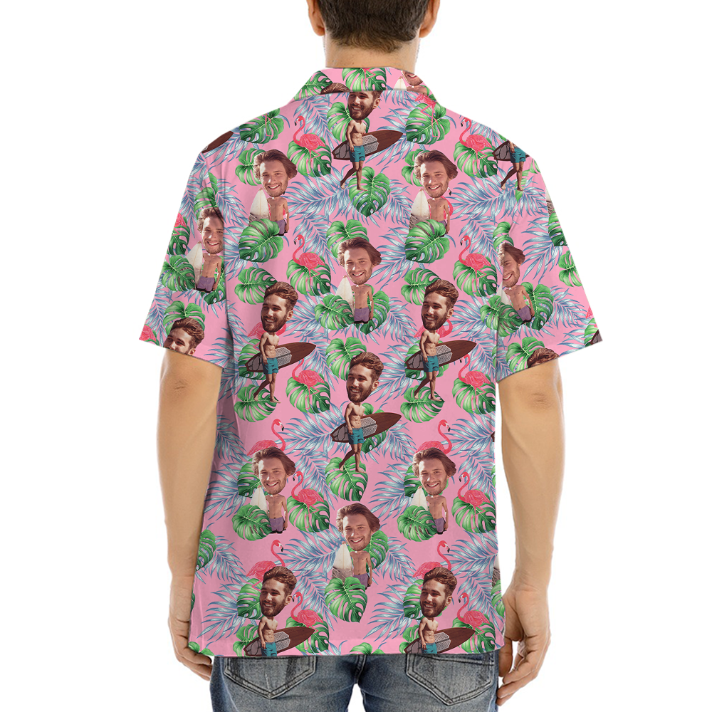 Custom Face Flamingo Pink Hawaiian Shirt