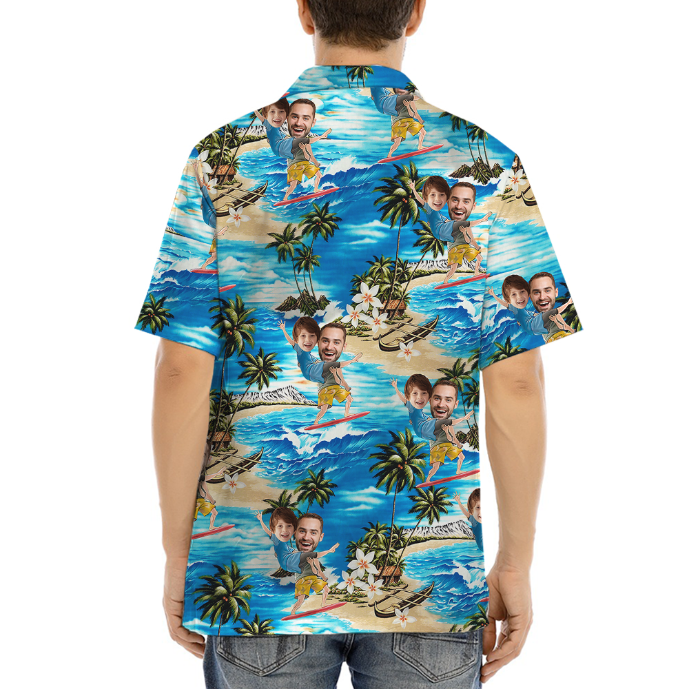 Custom Face Father And Kid Tropical Hawaiian Shirt
