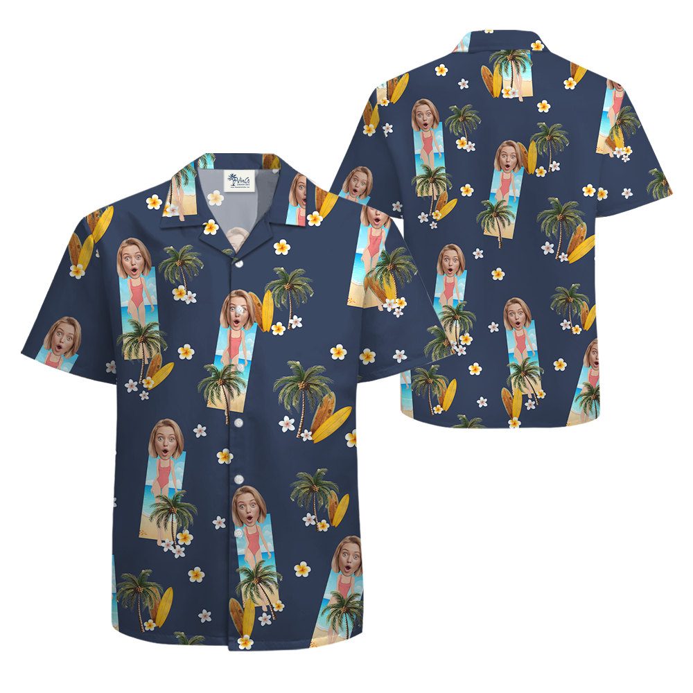 Funny Custom Face Swimsuit Palm Tree Hawaiian Shirt