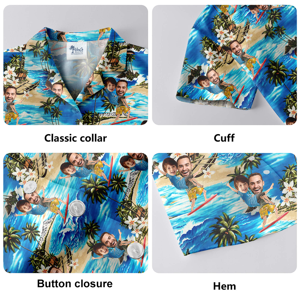 Custom Face Father And Kid Tropical Hawaiian Shirt