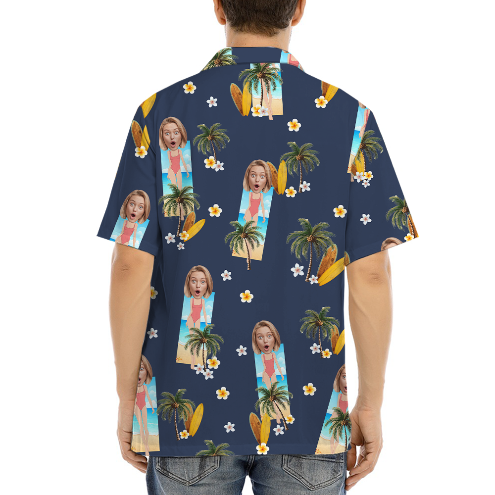 Funny Custom Face Swimsuit Palm Tree Hawaiian Shirt