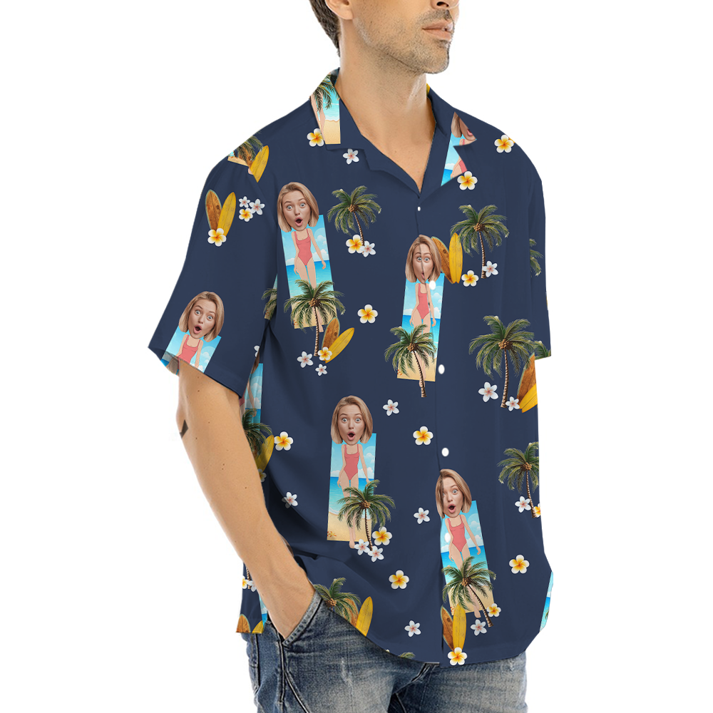 Funny Custom Face Swimsuit Palm Tree Hawaiian Shirt
