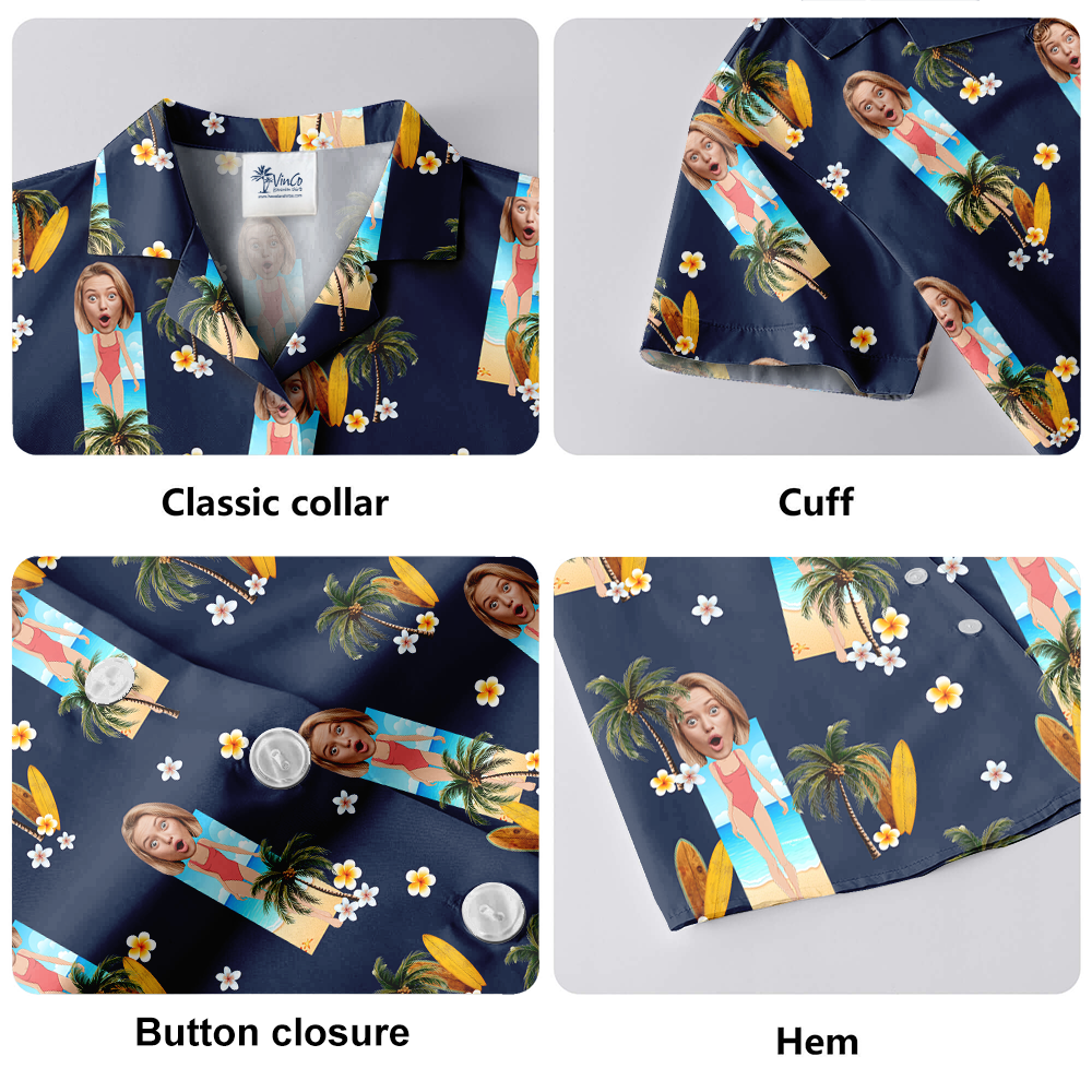Funny Custom Face Swimsuit Palm Tree Hawaiian Shirt
