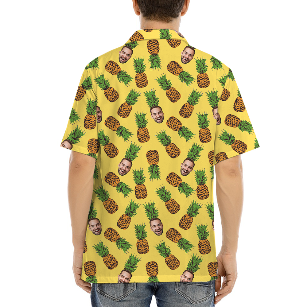 Custom Face With Pineapple Yellow Hawaiian Shirt
