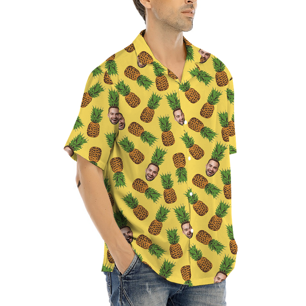 Custom Face With Pineapple Yellow Hawaiian Shirt
