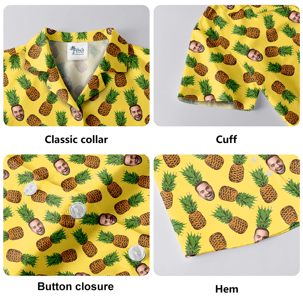 Custom Face With Pineapple Yellow Hawaiian Shirt