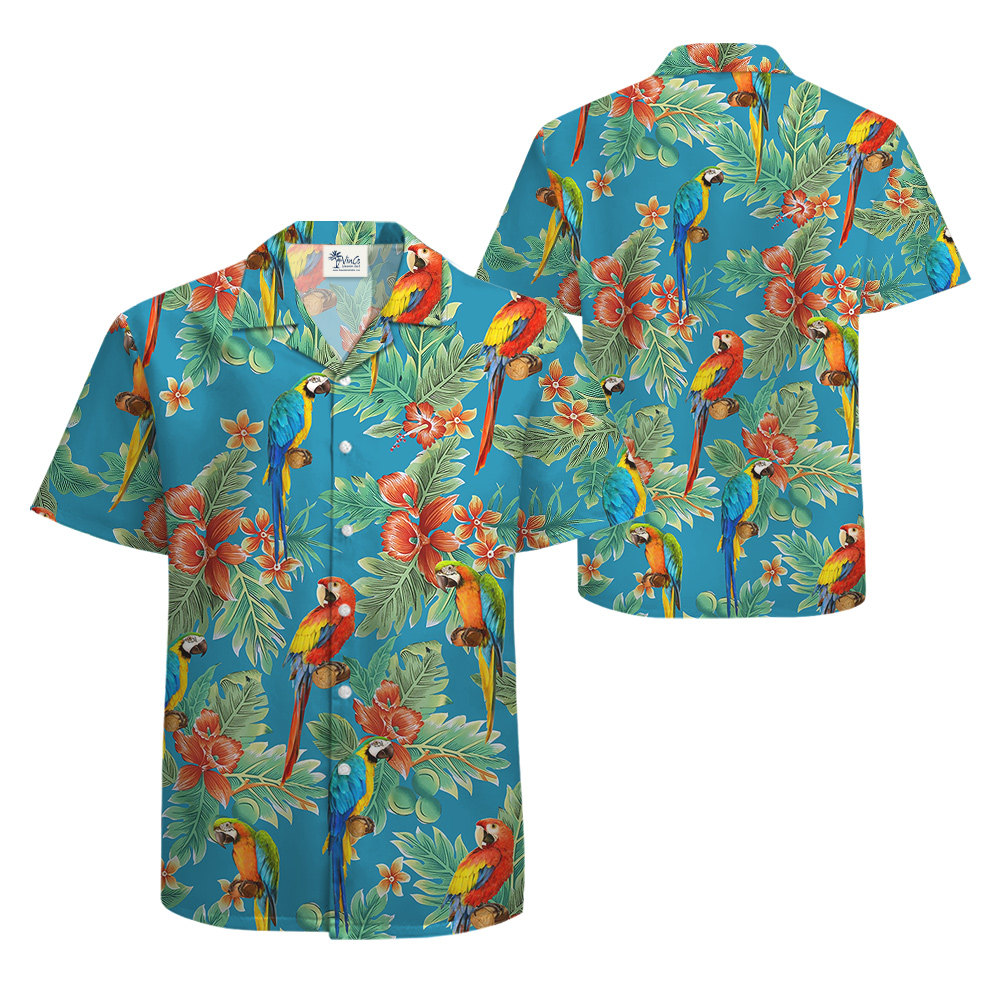 Tropical Parrot Hula Shirt for Men