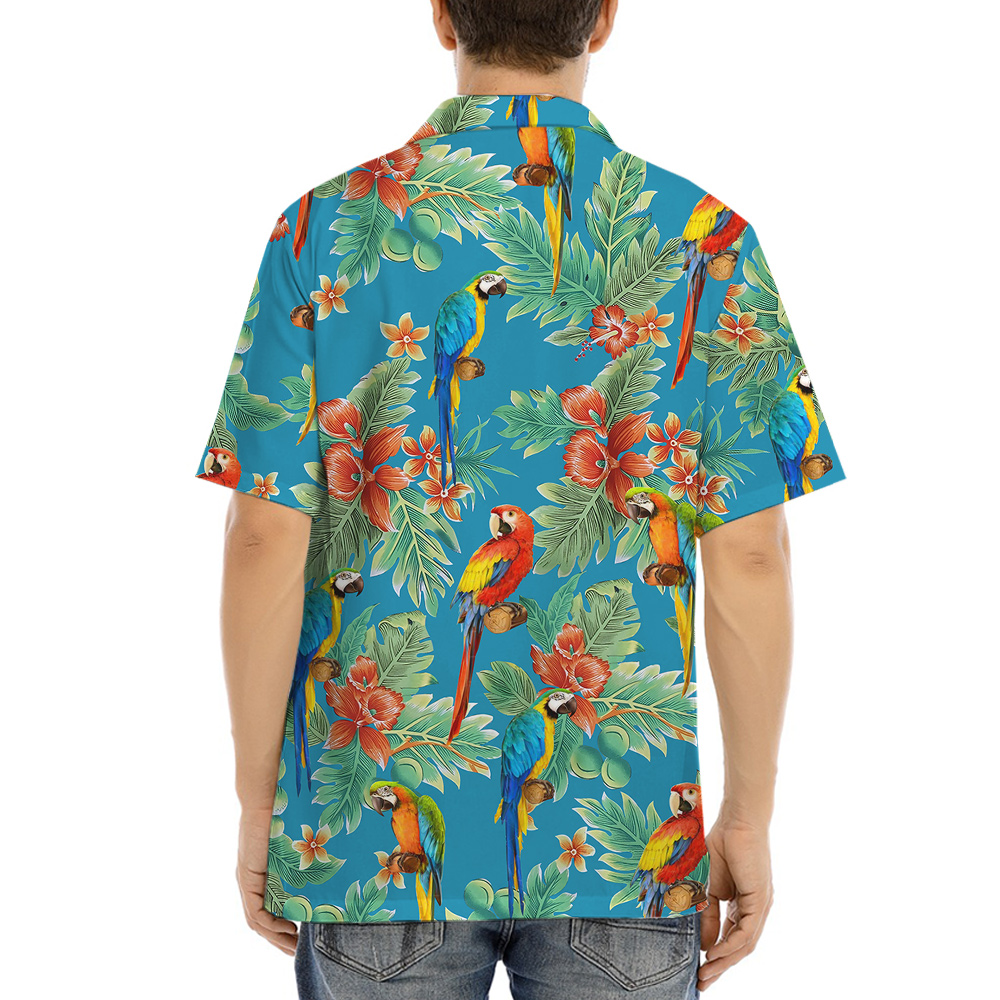Tropical Parrot Hula Shirt for Men