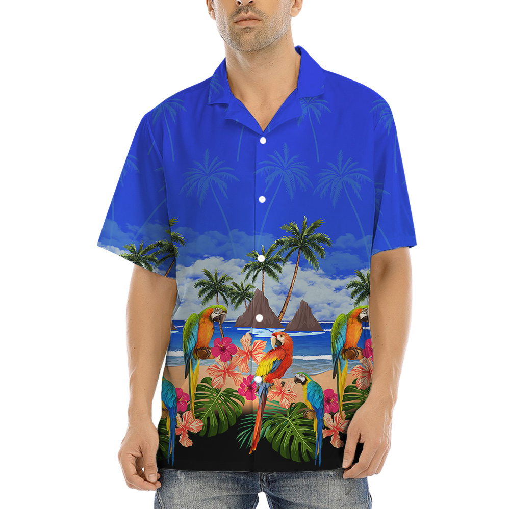 Parrot Tropical Island Theme Hula Shirt for Men - variant image 1