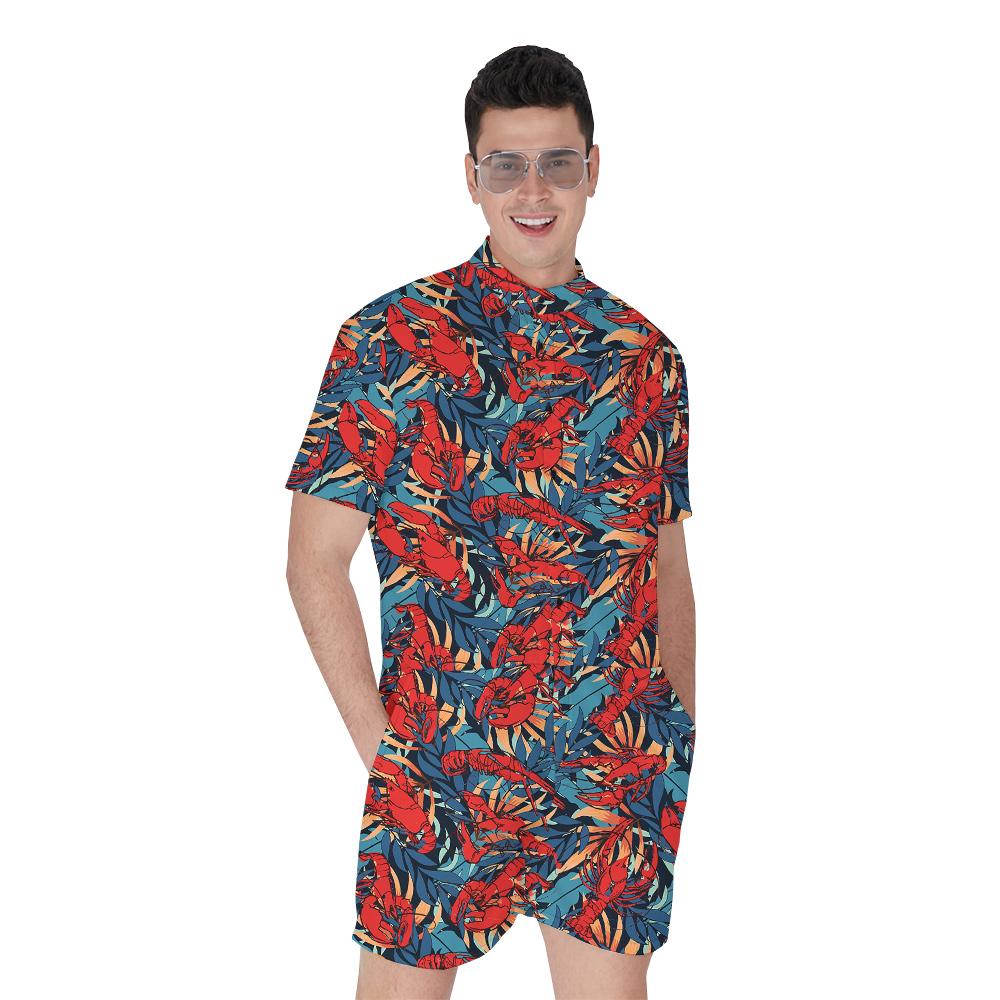 Tropical Lobster Theme Hawaiian Romper for Men - variant image 1