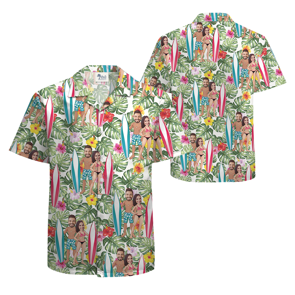 [6 Designs] Custom Hawaiian Shirt With Couple Faces
