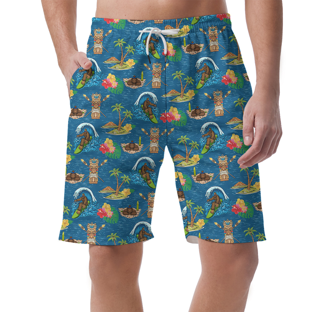 Bigfoot Surfing Tiki Blue Hula Swim Short for Men - variant image 1