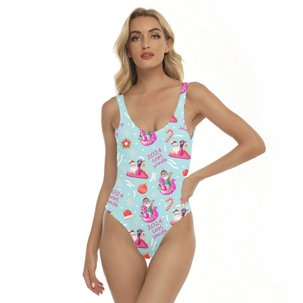 Playful Santa Flamingo Tropical Xmas Women Swimsuit - variant image 1