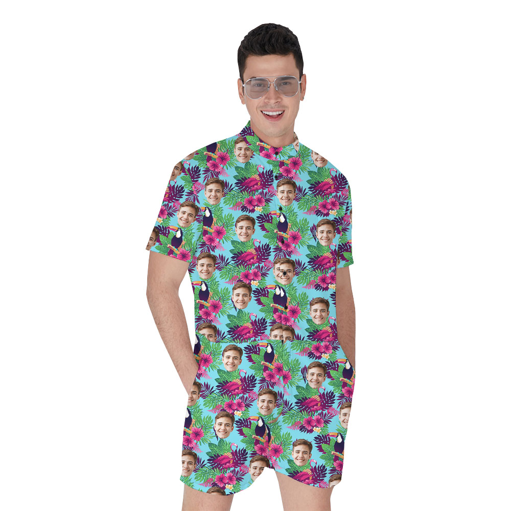 Men's Custom Face Romper With Face And Aloha Print - variant image 1