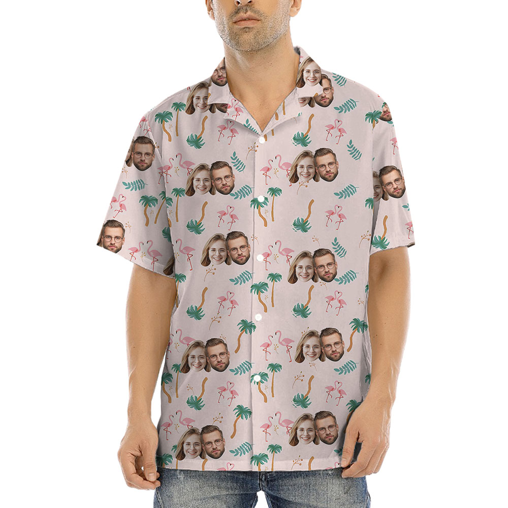 Pink Short Sleeve Hawaiian Shirt With 1-5 Faces - variant image 1