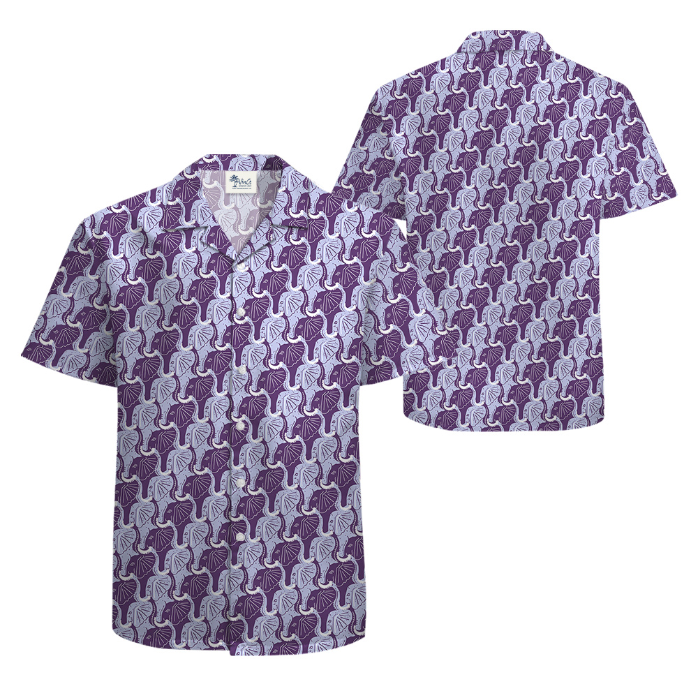 Purple Elephant Theme Hula Men Hawaiian Shirt