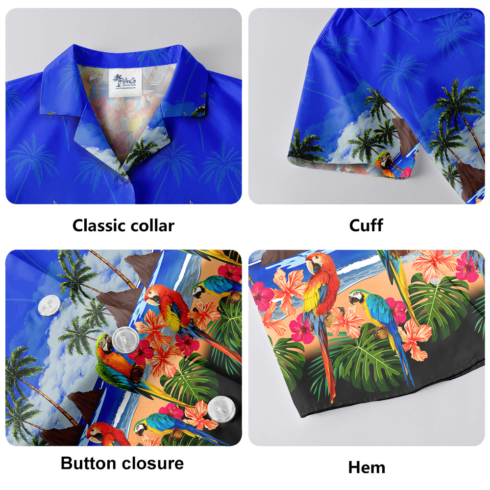 Parrot Tropical Island Theme Hula Shirt for Men