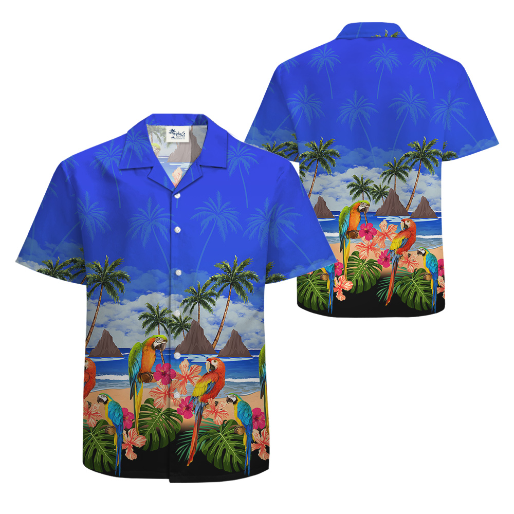 Parrot Tropical Island Theme Hula Shirt for Men