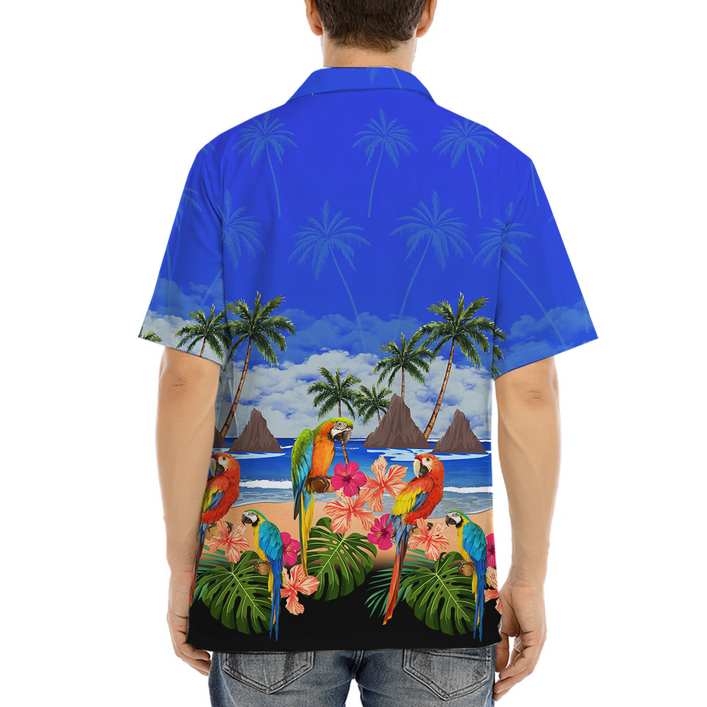 Parrot Tropical Island Theme Hula Shirt for Men