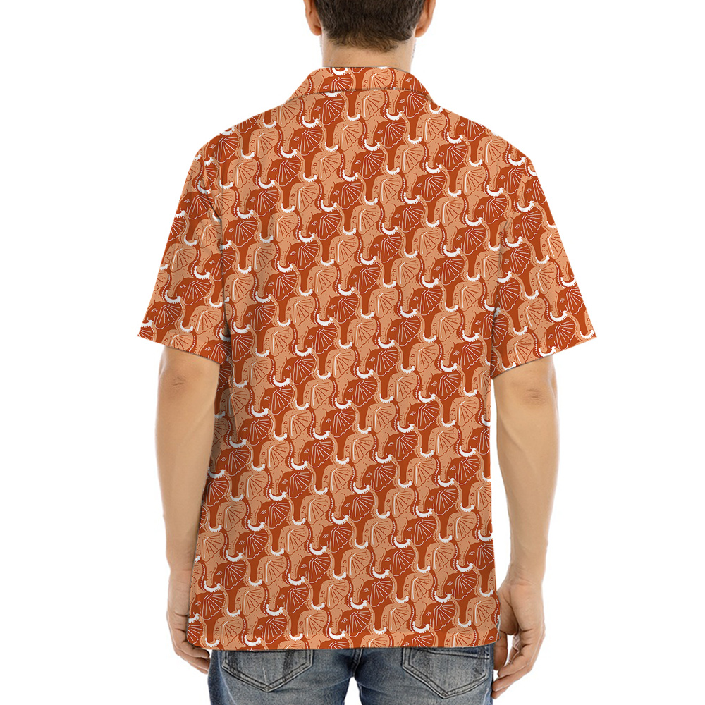 Orange Elephant Theme Hula Men Hawaiian Shirt
