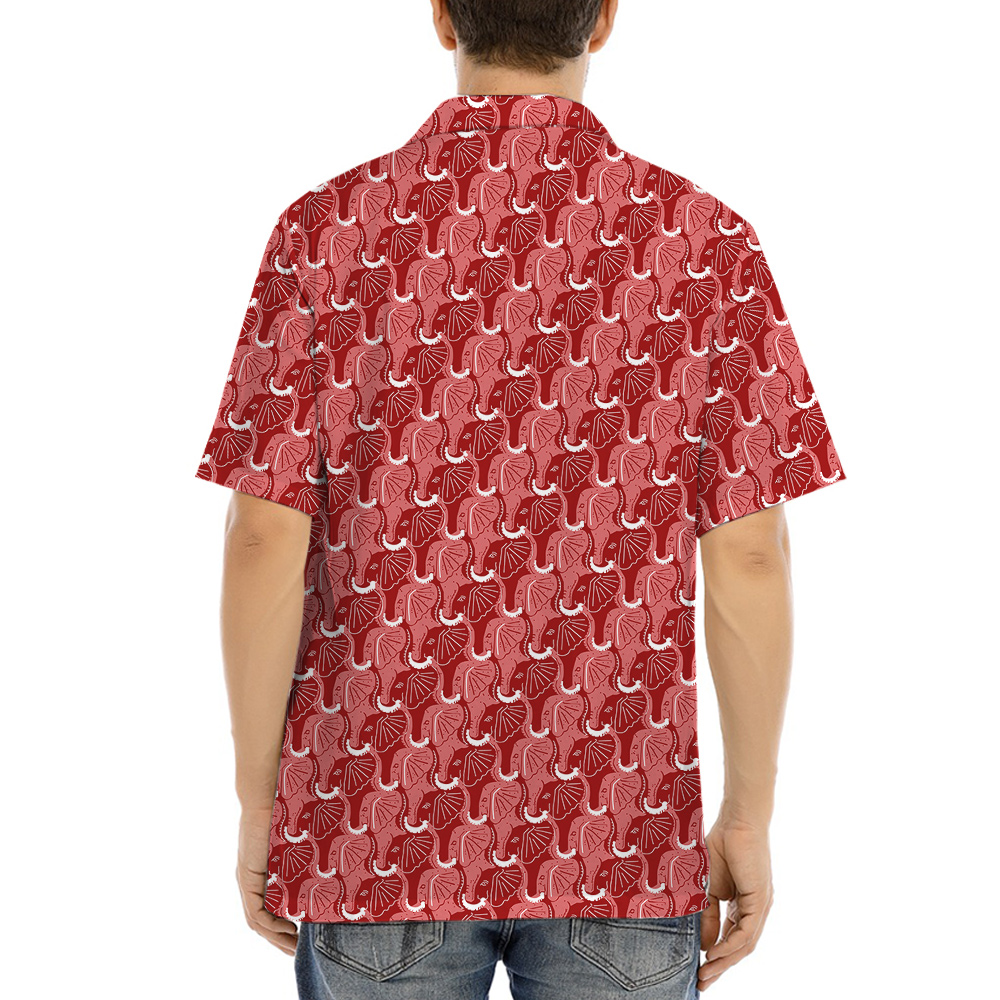 Red Elephant Theme Hula Men Hawaiian Shirt for Men