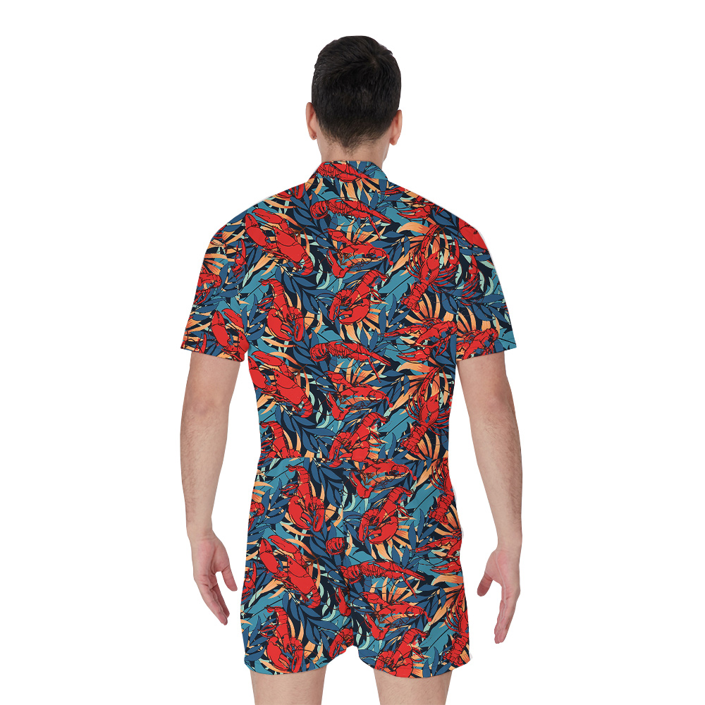 Tropical Lobster Theme Hawaiian Romper for Men