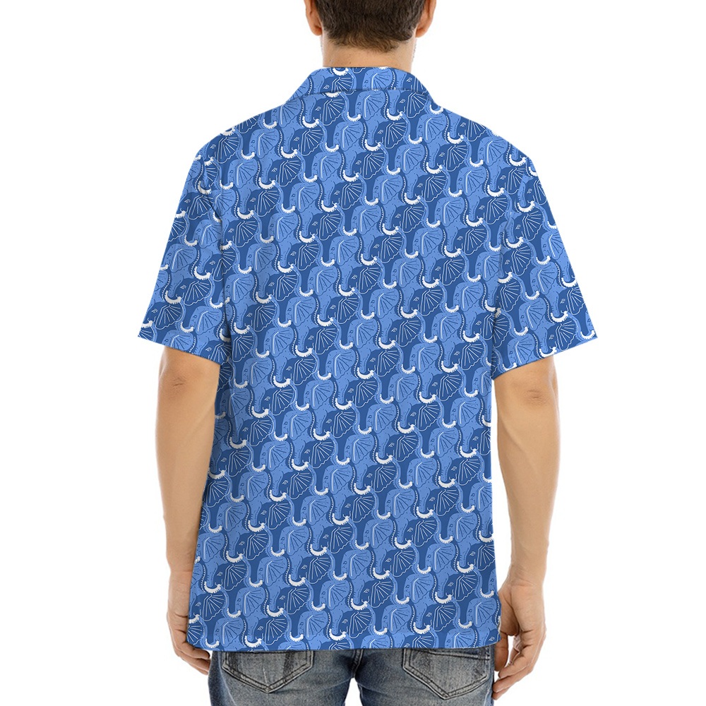 Blue Elephant Theme Hula Men Hawaiian Shirt