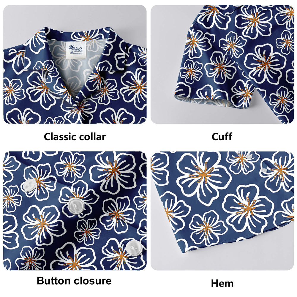 Blue Floral Theme Hawaiian Shirt for Men