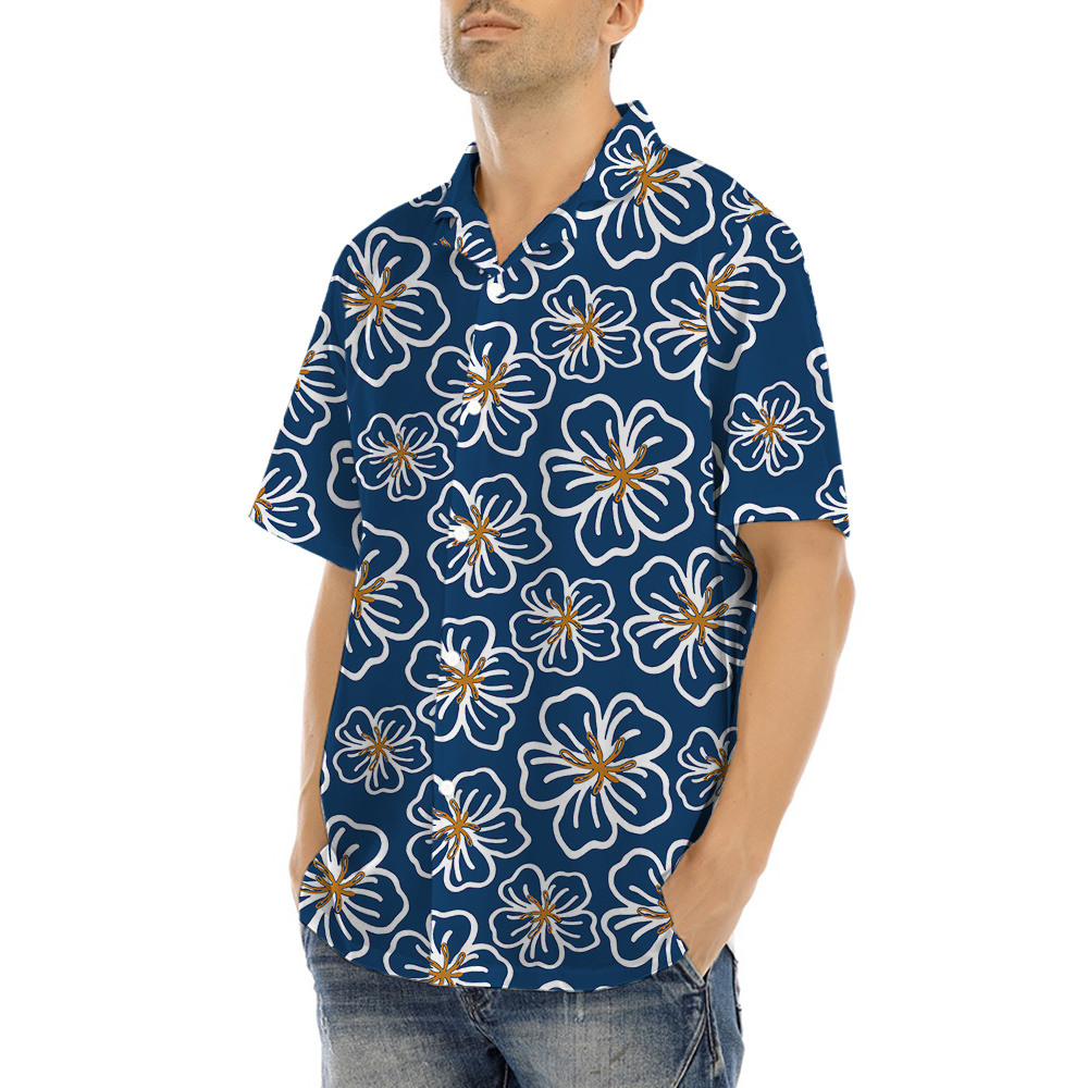 Blue Floral Theme Hawaiian Shirt for Men