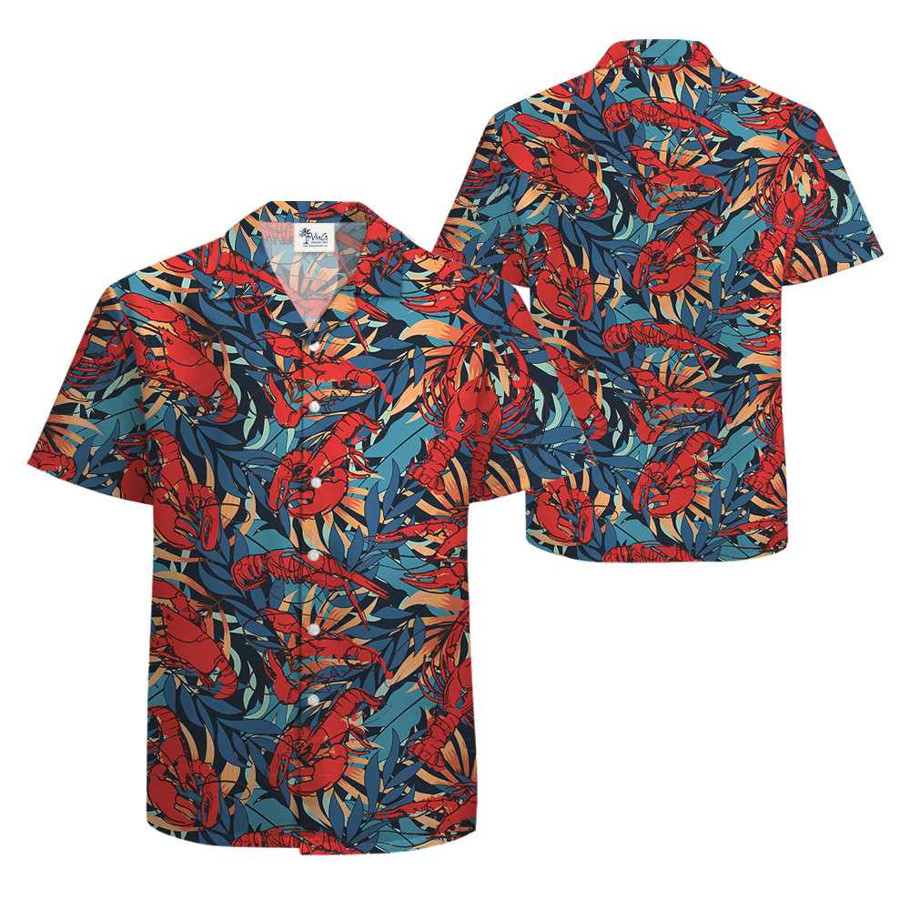 Tropical Lobster Theme Hawaiian Shirt for Men