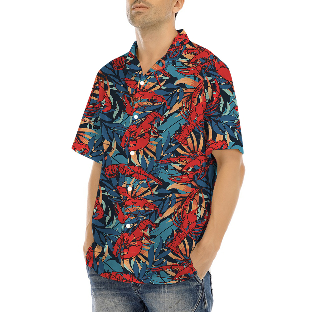 Tropical Lobster Theme Hawaiian Shirt for Men