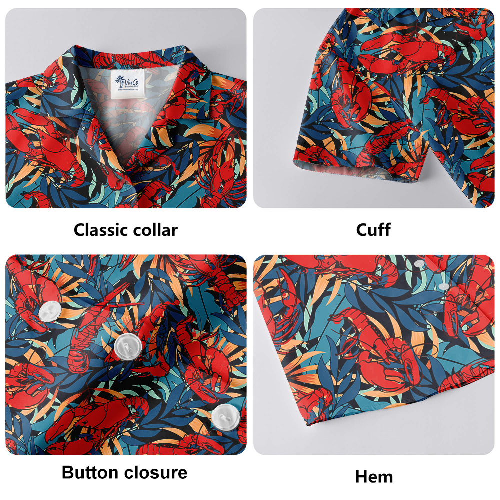 Tropical Lobster Theme Hawaiian Shirt for Men