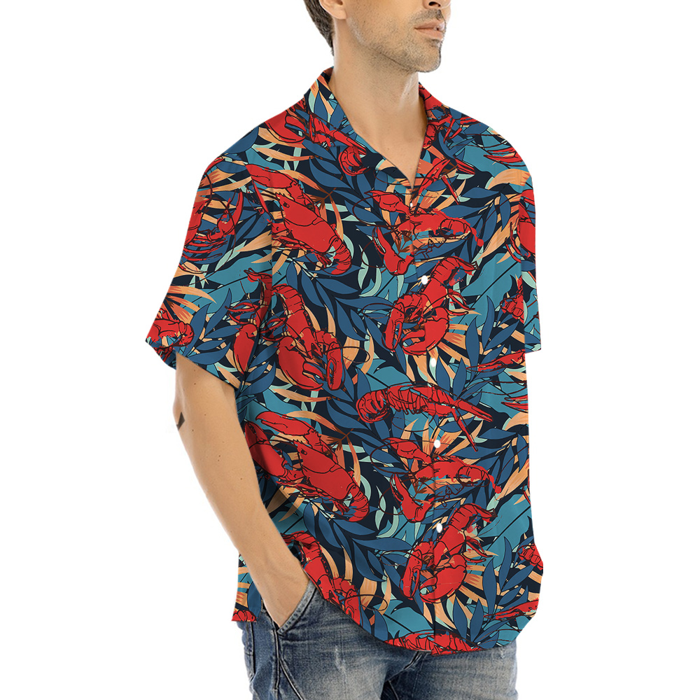 Tropical Lobster Theme Hawaiian Shirt for Men