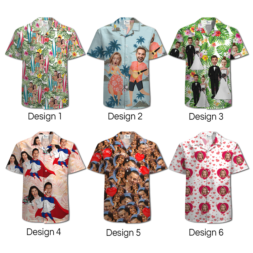 [6 Designs] Custom Hawaiian Shirt With Couple Faces