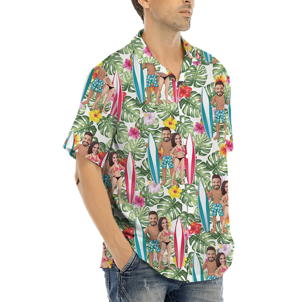 [6 Designs] Custom Hawaiian Shirt With Couple Faces