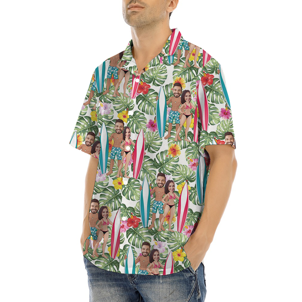[6 Designs] Custom Hawaiian Shirt With Couple Faces