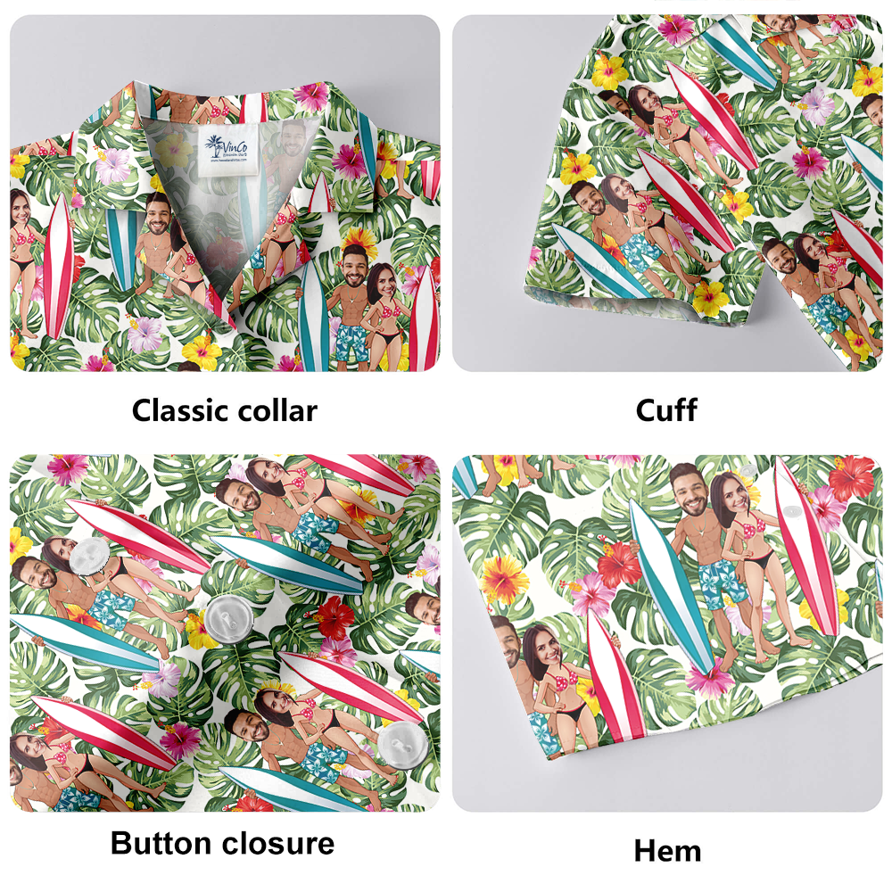 [6 Designs] Custom Hawaiian Shirt With Couple Faces