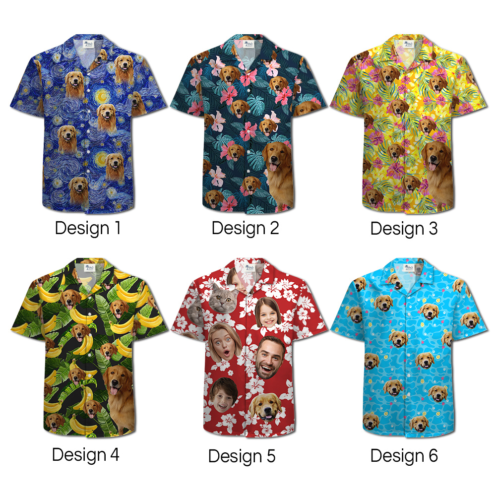 [12 Designs] Custom Dog Face Hawaiian Shirt