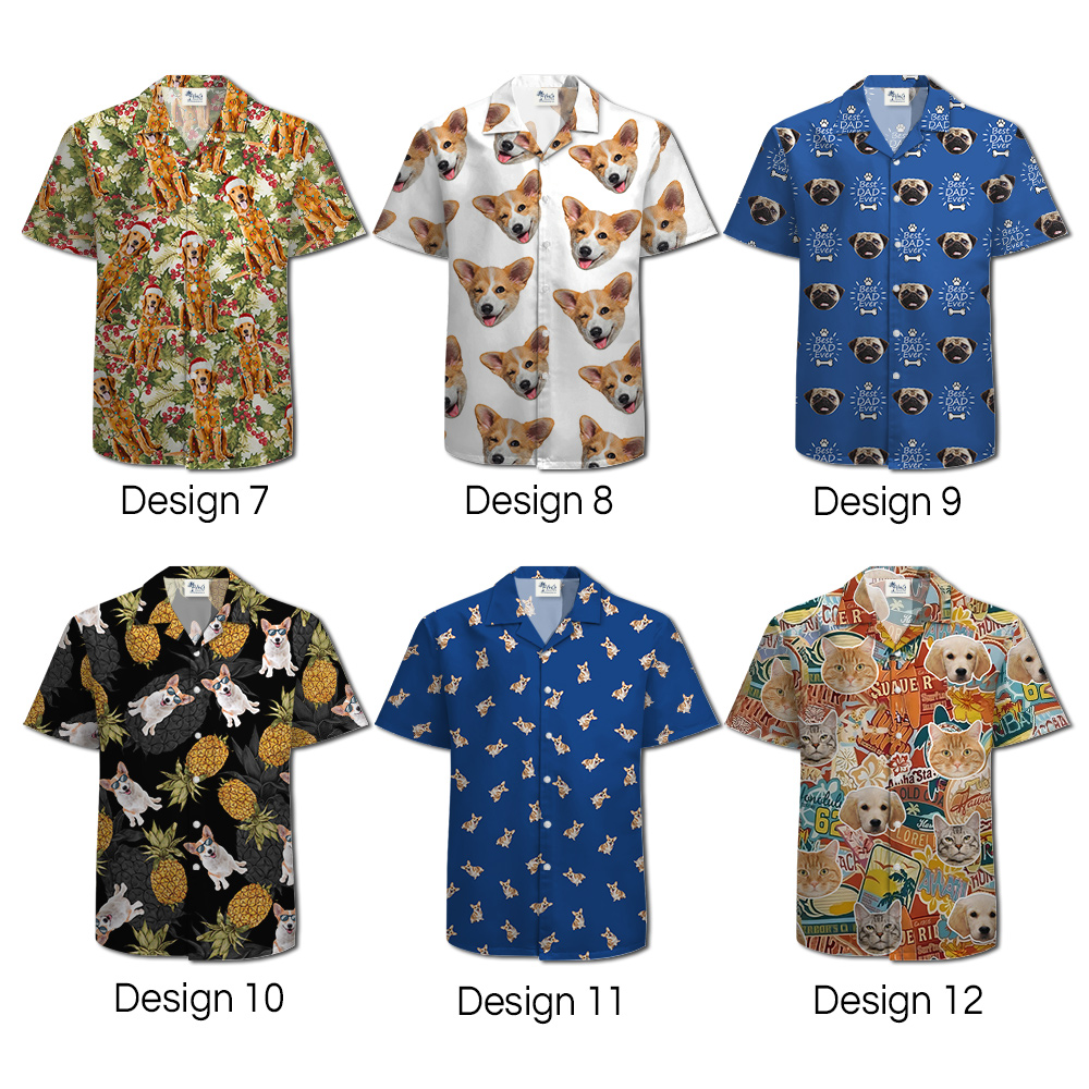 [12 Designs] Custom Dog Face Hawaiian Shirt