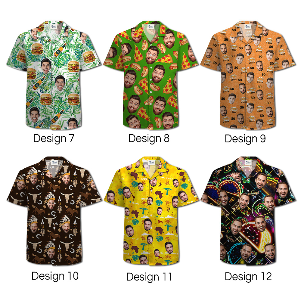 [12 Designs] Custom Face Vintage Hawaiian Shirt