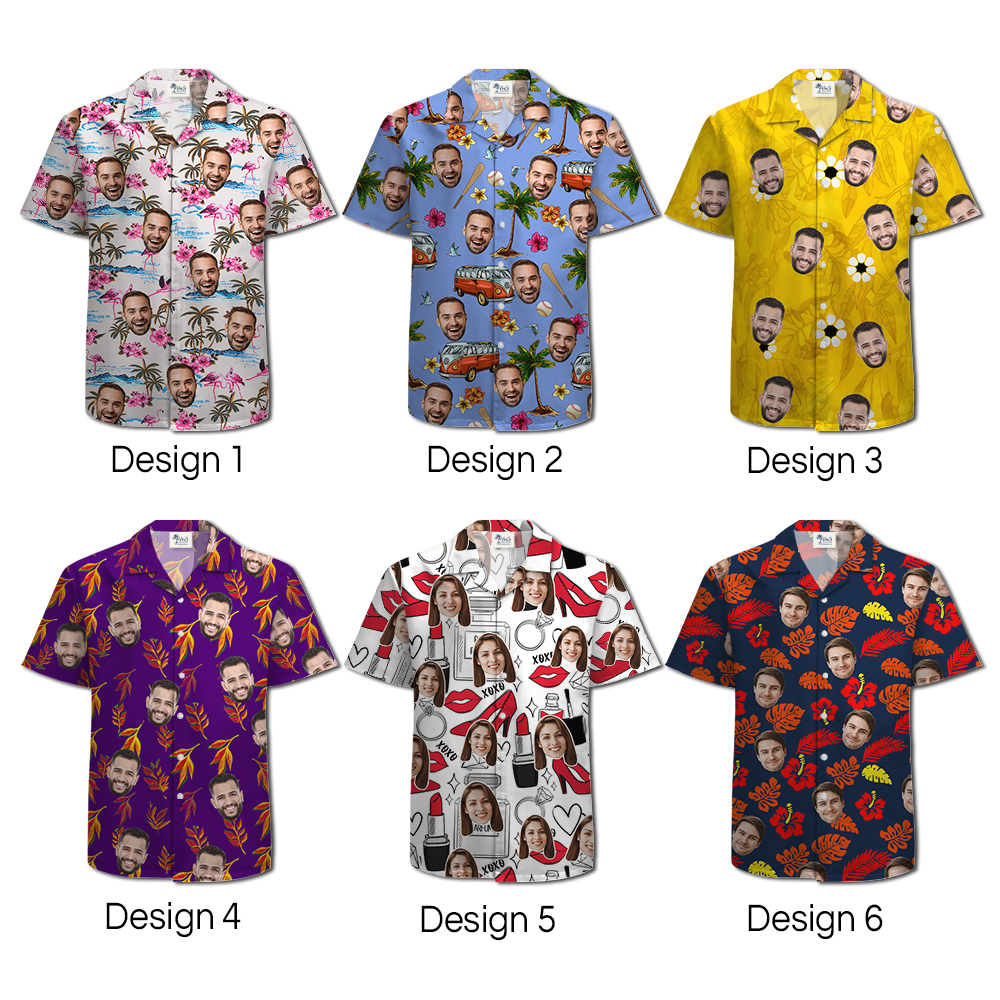 [12 Designs] Custom Hawaiian Shirt With 1-5 Faces