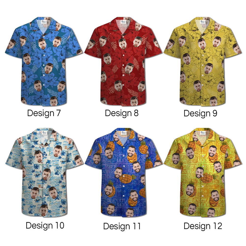 [12 Designs] Custom Hawaiian Shirt With 1-5 Faces